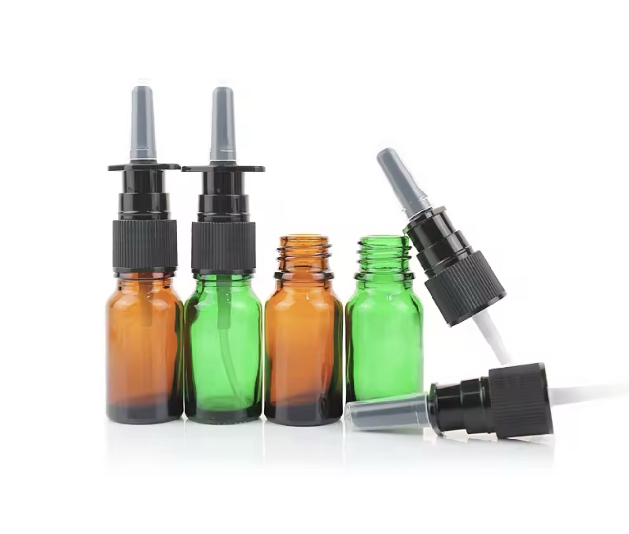 Refillable nasal pumps